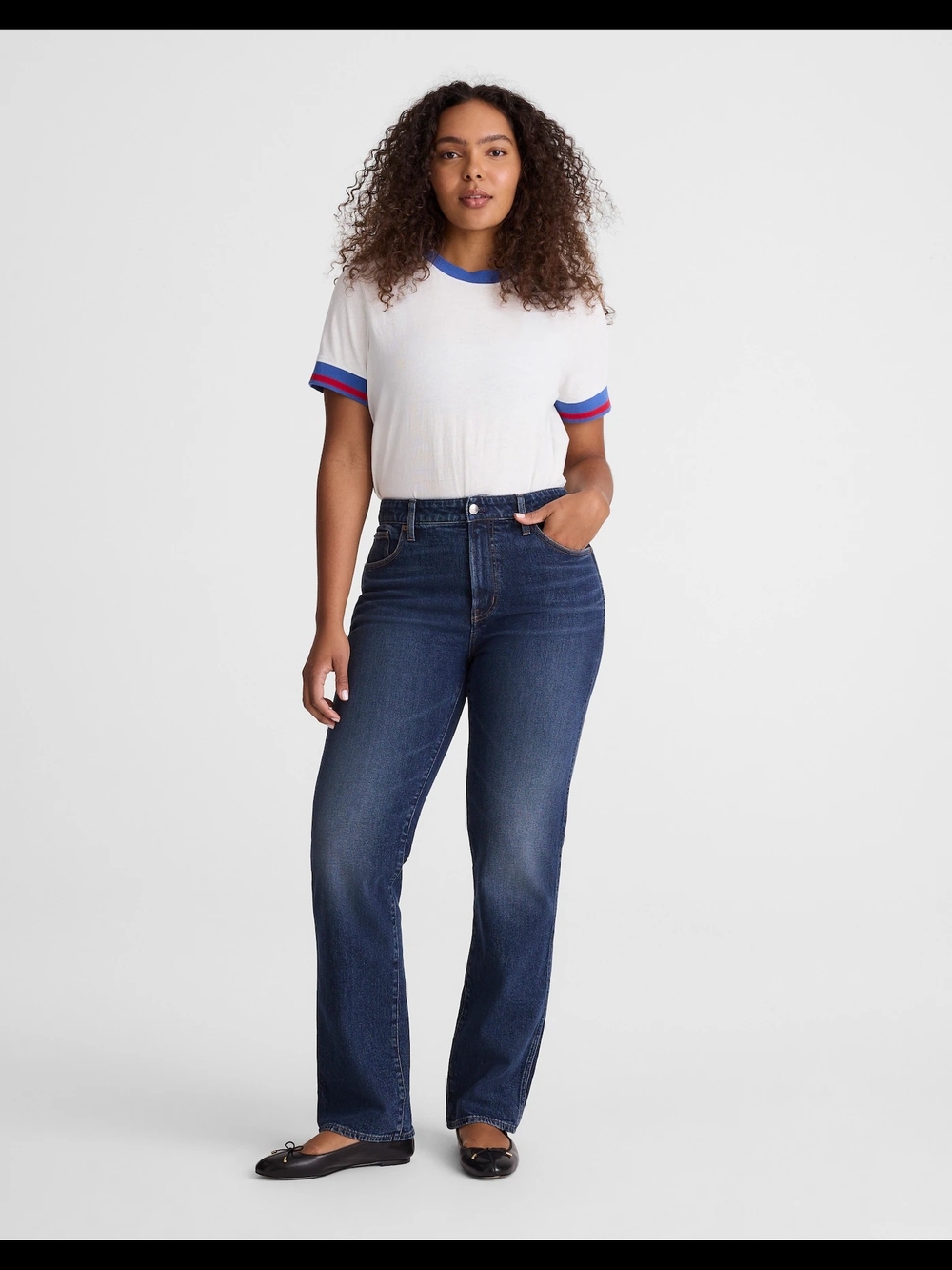 Women's Madewell Curvy Longline Straight Jean Dark Blue High-Rise Size 32